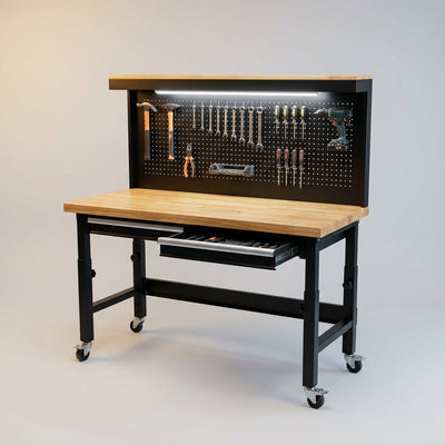 Heavy-Duty Workbench Built for Professional Use, 2000 LB Capacity, Adjustable Height, Power Outlets