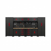 Garage Storage Cabinet System - 2 * 6-Pcs Workshop Set | with Steel Cabinet Drawers, Tool Chest, Workbench, Pegboard for Tool Organization
