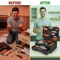 328 Pieces Home Tool Kit & Storage Case - General Household Hand Tool Set with Detachable Drawer for Easy Organization, Perfect for DIY Repairs, Home Maintenance — Before & After