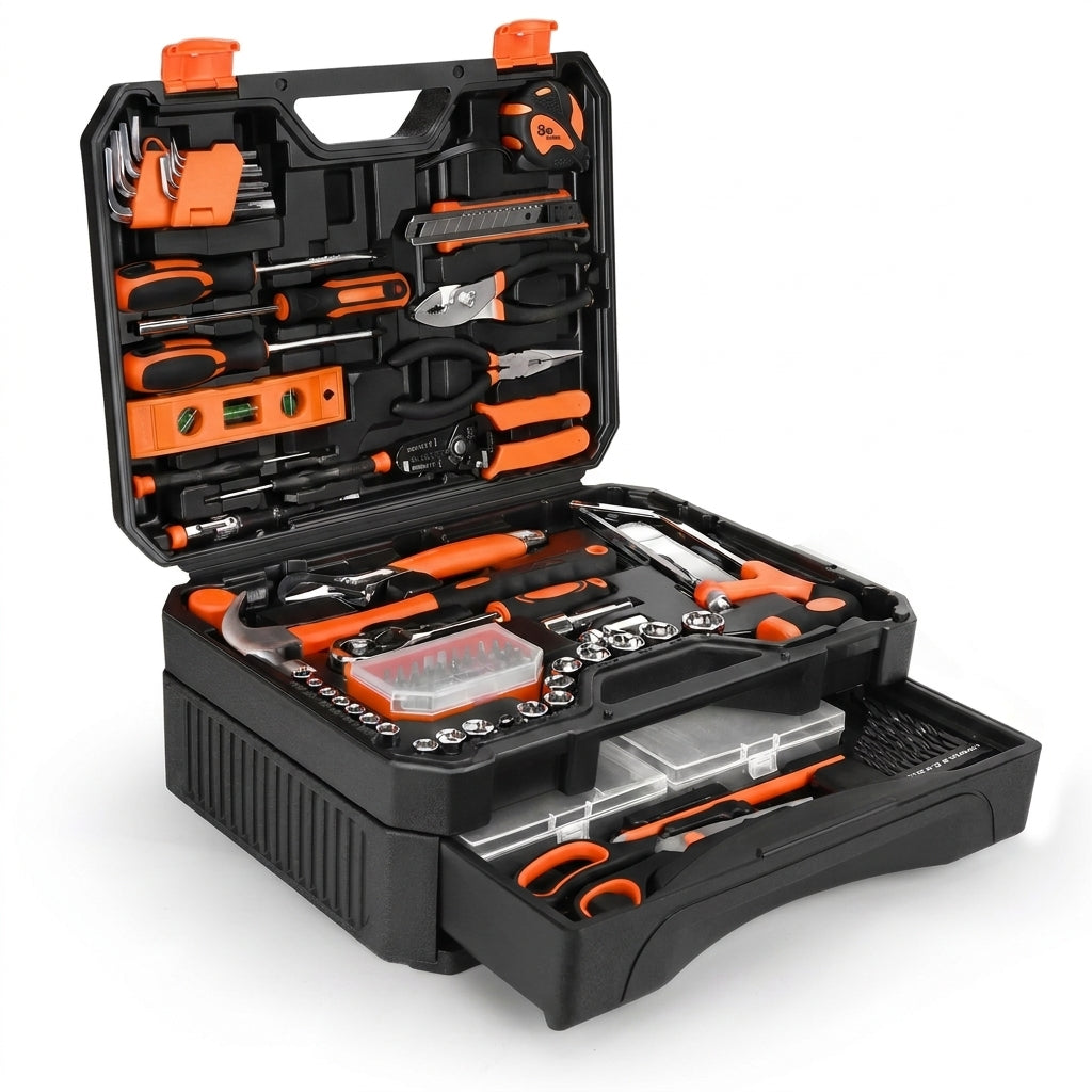 328 Pieces Home Tool Kit & Storage Case - General Household Hand Tool Set with Detachable Drawer for Easy Organization, Perfect for DIY Repairs, Home Maintenance — Studio Shot