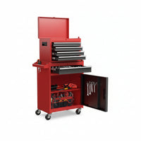 Rolling Tool Chest Built for Workshop Organization, 5 Sliding Drawers, Lockable Wheels, Detachable Top