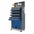 Kirmoasl 13-Drawer Rolling Tool Chest, Large Tool Chest with Wheels, 2 in 1 Detachable Tool Chests, Portable Tool Storage, Locking Mechanic Tool Box for Warehouse, Garage, Gray & Blue