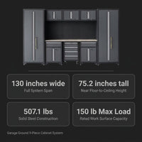 9-Piece Garage Shop Tool Storage Cabinet Set with Pegboard and Wooden Work Top 24 Gauge Steel Tool Chests & Garage Mounted Storage Systems - Black+Gray — Results & Stats