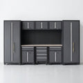 Garage Storage Cabinet System Built for Professional Organization, 24 Gauge Steel, Workbench Top, Pegboard