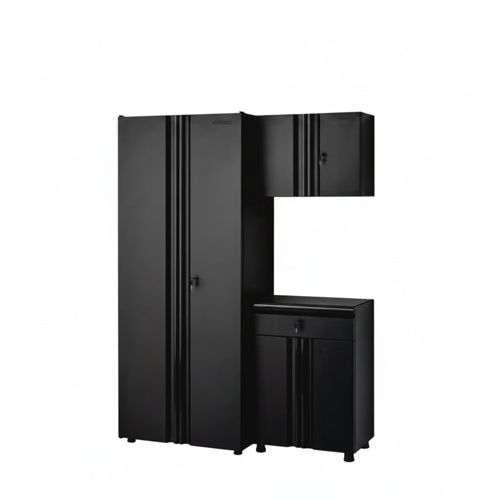 Regular Duty Welded 54.5 In. W X 75 In. H X 19.6 In. D 21-Gauge Steel 3-Piece Garage Storage System in Black