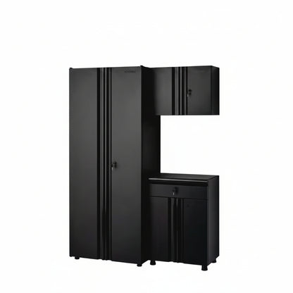 Regular Duty Welded 54.5 In. W X 75 In. H X 19.6 In. D 21-Gauge Steel 3-Piece Garage Storage System in Black