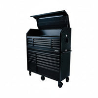 56 In. W X 22 In. D Heavy Duty 23-Drawer Combination Rolling Tool Chest and Top Tool Cabinet Set in Matte Black