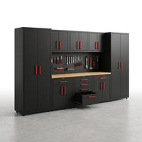 Garage Storage Cabinet System Built for Professional Organization, 12-Piece Set, Steel Construction, Workbench — Studio Shot