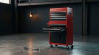 Rolling Tool Chest, 5-Drawer Tool Box Organizer W/Lockable Wheels & Sliding Drawers & Detachable Top & Adjustable Shelf, Tool Storage Cabinet for Garage Workshop (Red+Black) — Lifestyle