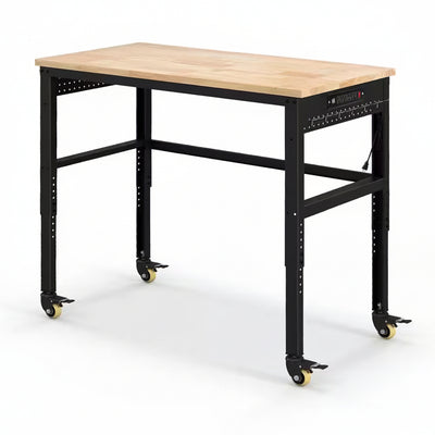 48 In. W X 24 In. D Adjustable Workbench with Solid Oak Wood Top