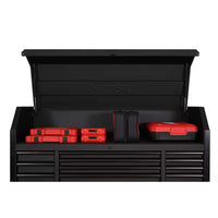 56 In. W X 22 In. D Heavy Duty 23-Drawer Combination Rolling Tool Chest and Top Tool Cabinet Set in Matte Black