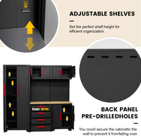 Garage Storage Cabinet System - 2 * 6-Pcs Workshop Set | with Steel Cabinet Drawers, Tool Chest, Workbench, Pegboard for Tool Organization